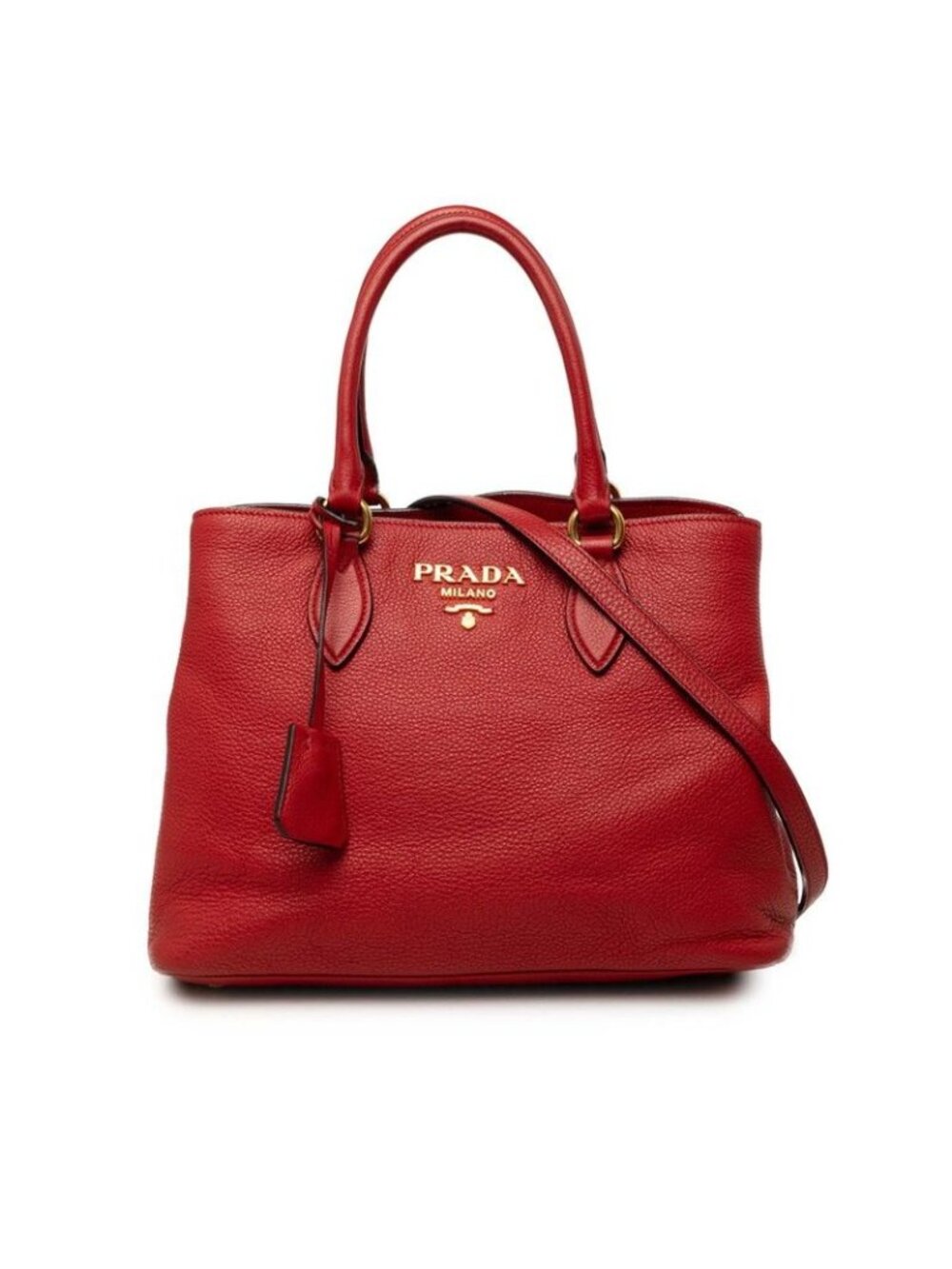 Prada 2-Way Shoulder Bag Red Leather